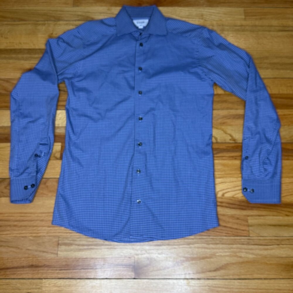 Eton Dress Shirt Mens Small Blue Contemporary Button Up Long Sleeve